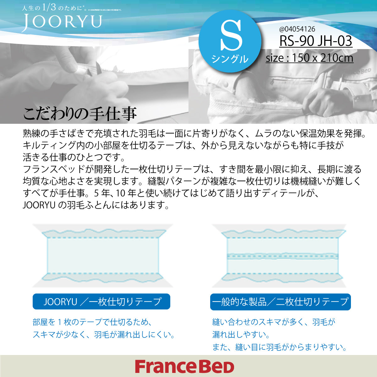フランスベッド 羽毛ふとん S シングル ハンガリー産 ホワイト フランスベッド 羽毛ふとん S シングル ハンガリー産 ホワイト