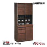 カリモク 引き戸 食器棚 ET3410 幅86.6cm 耐震対策 オーク材 木製 カップボード シンプル 国産 karimoku