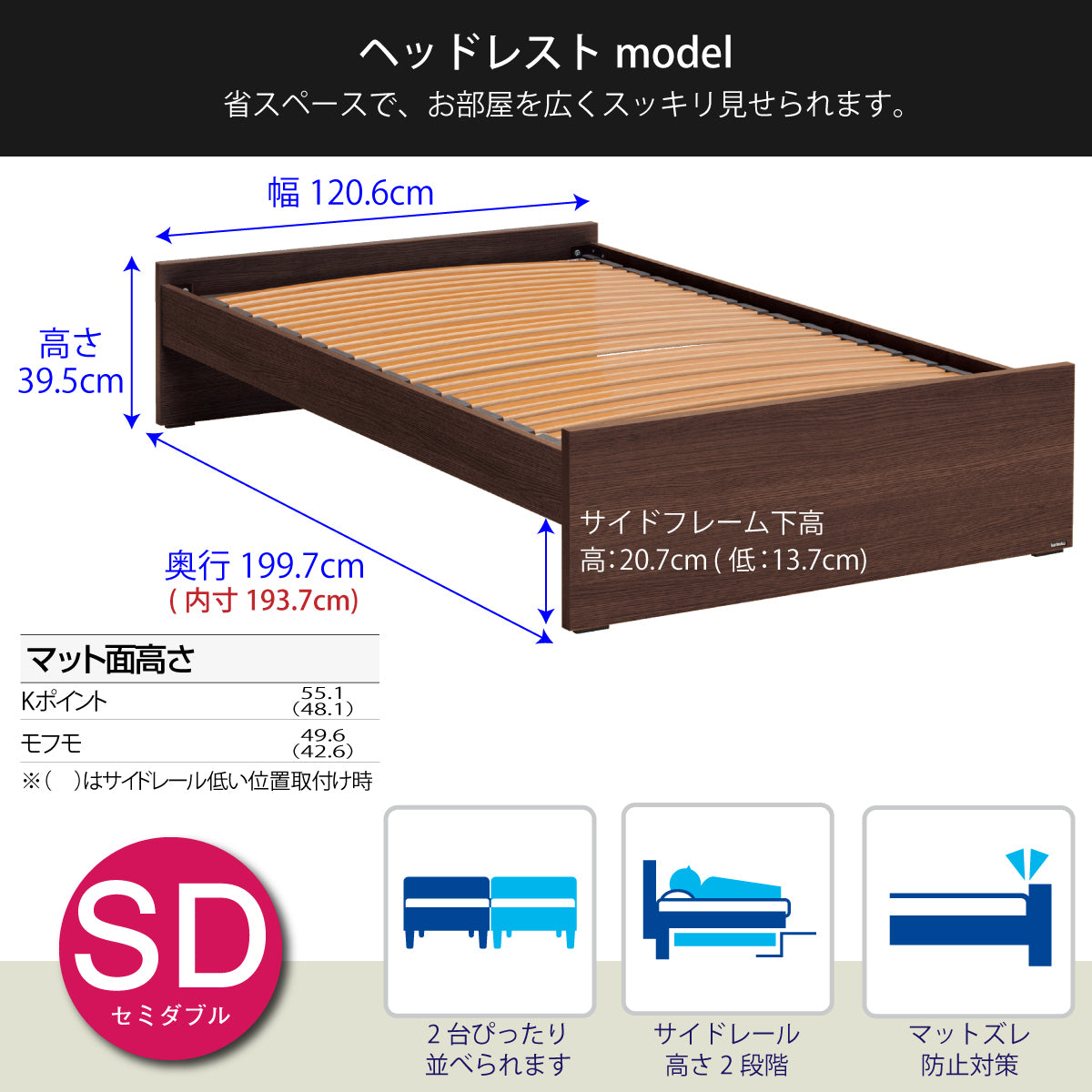 カリモク SDベッドフレーム NW10M6M-L セミダブル フレックスベーシック 板バネ ヘッドレスタイプ 3色 安心 国産 karimo –  株式会社エーアイディー